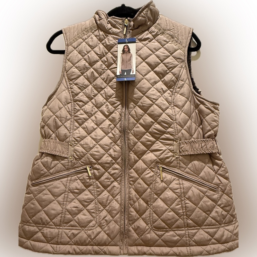NWT-Weatherproof Quilted Beige Vest for Women